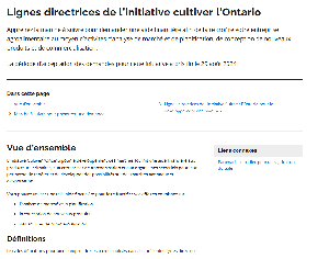 Image de la couverture de la publication intitulée Lignes directrices de l’initiative cultiver l’Ontario