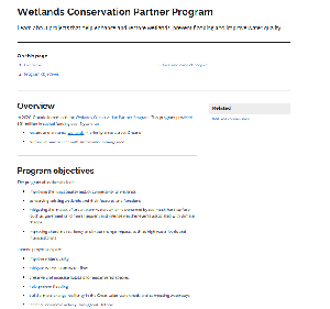 Image de la couverture de la publication intitul&eacute;e  Wetlands Conservation Partner Program