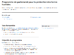 Image de la couverture de la publication intitul&eacute;e  Programme de partenariat pour la protection des terres humides