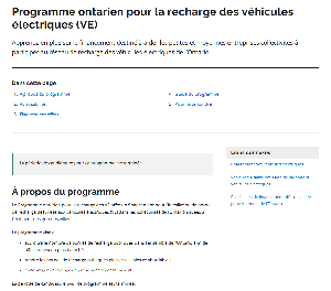 Image de la couverture de la publication intitul&eacute;e  Programme ontarien pour la recharge des v&eacute;hicule &eacute;lectrique (VE)