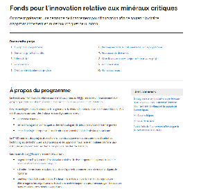Image de la couverture de la publication intitul&eacute;e Fonds pour l&rsquo;innovation relative aux min&eacute;raux critiques