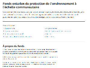 Image of the cover of publication titled Fonds ontarien de protection de l&rsquo;environnement &agrave; l&rsquo;&eacute;chelle communautaire