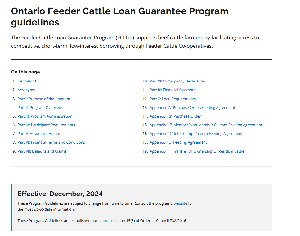 Image of the cover of publication titled   Ontario Feeder Cattle Loan Guarantee Program guidelines