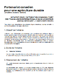 Image of the cover of publication titled Initiative pour l&rsquo;Int&eacute;gration Communautaire des Travailleurs Internationaux dans le Secteur Agroalimentaire &ndash; Lignes Directrices