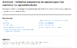 Image of the cover of publication titled Initiative ontarienne de soutien pour les carri&egrave;res en agroalimentaire.