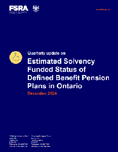 Image de la couverture de la publication intitul&eacute;e Parent   Quarterly Update on Estimated Solvency Funded Status of Defined Benefit Plans in Ontario December 2024