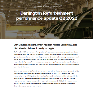 Image de la couverture de la publication intitul&eacute;e Performance report for Darlington Nuclear 2023 Second Quarter
