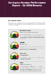 Image de la couverture de la publication intitul&eacute;e Performance report for Darlington Nuclear 2023  Fourth Quarter
