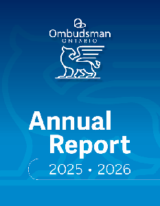 Image de la couverture de la publication intitul&eacute;e  Annual report / 2025/26  Ontario Ombudsman
