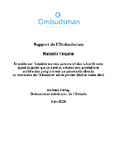 Image de la couverture de la publication intitul&eacute;e  Rapport de l