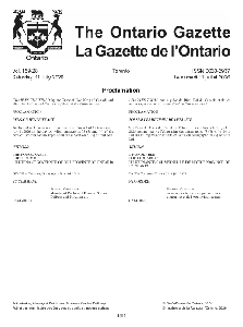 Image de la couverture de la publication intitul&eacute;e The Ontario gazette. Volume 159 Issue 28 | July 11 2026