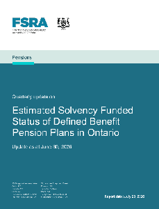 Image of the cover of publication titled Quarterly Update on Estimated Solvency Funded Status of Defined Benefit Plans in Ontario. June 30, 2026