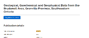 Image of the cover of publication titled Geological, Geochemical and Geophysical Data from the Brudenell Area, Grenville Province, Southeastern Ontario.