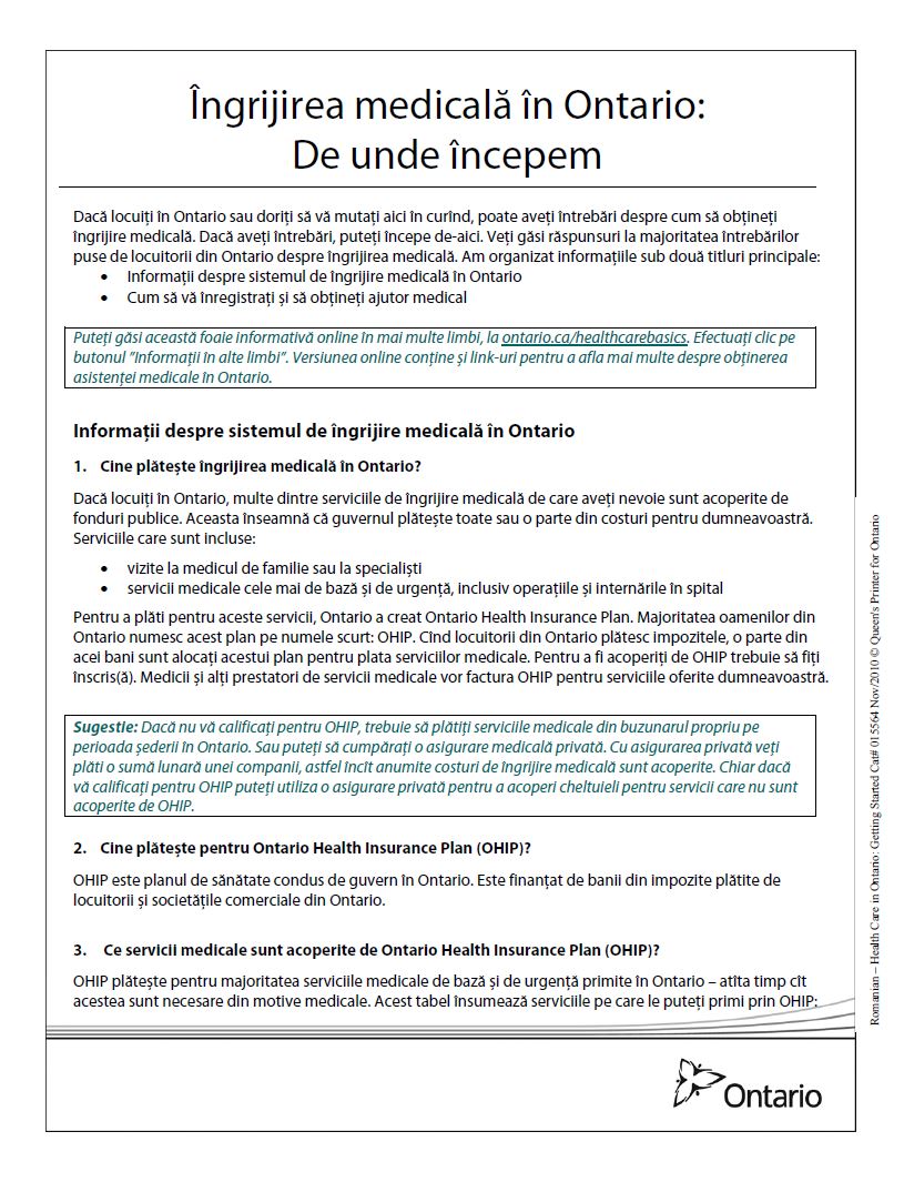 Health Care In Ontario Getting Started Publications Ontario