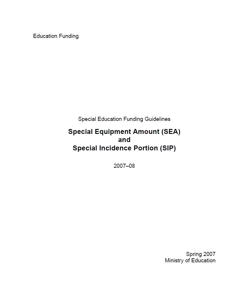 Special education funding guidelines Spe Publications Ontario