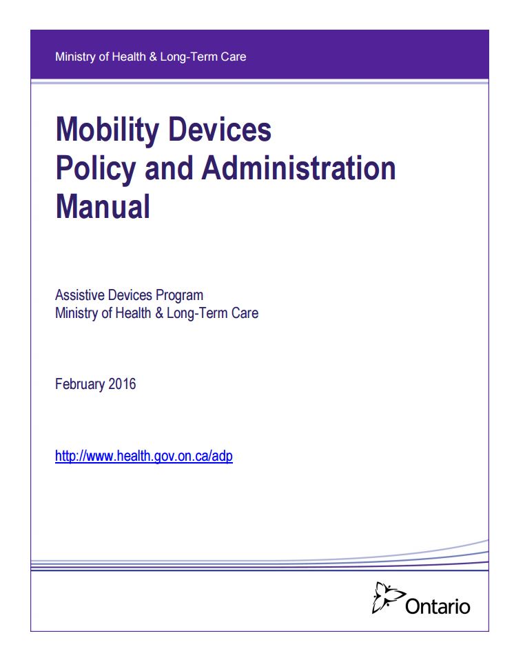 Mobility Devices Policy and Administrati Publications Ontario