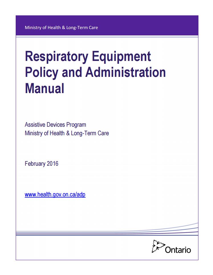 Respiratory Equipment Policy and Adminis Publications Ontario