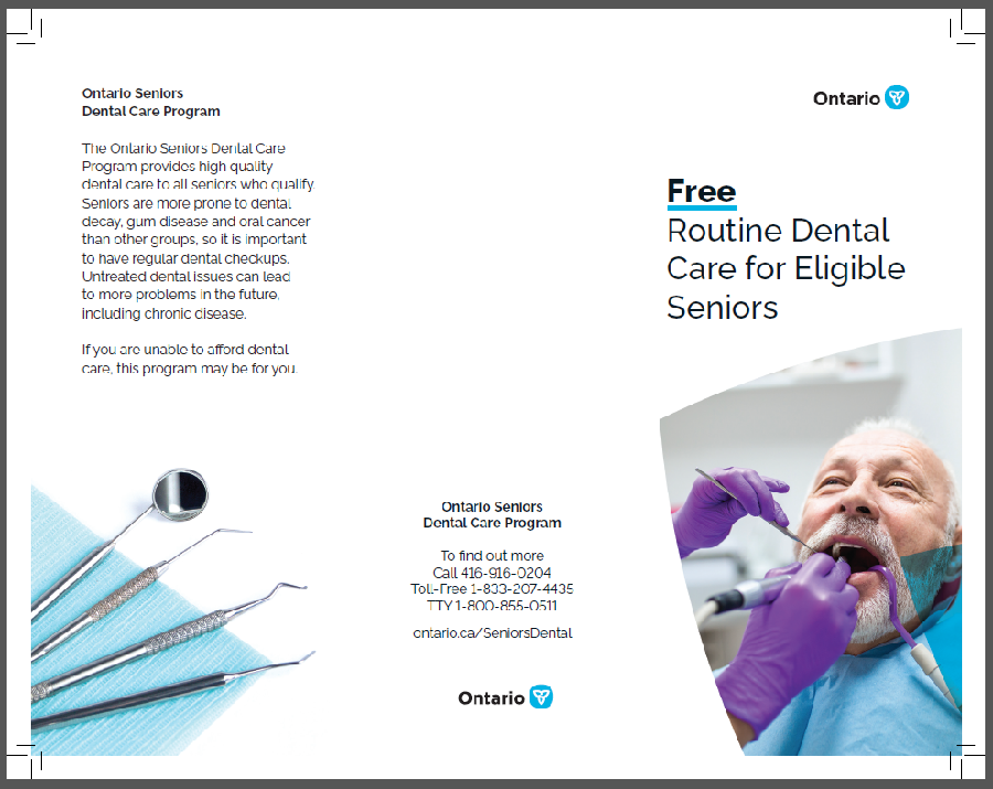 Senior Dental Program Brochure Publications Ontario