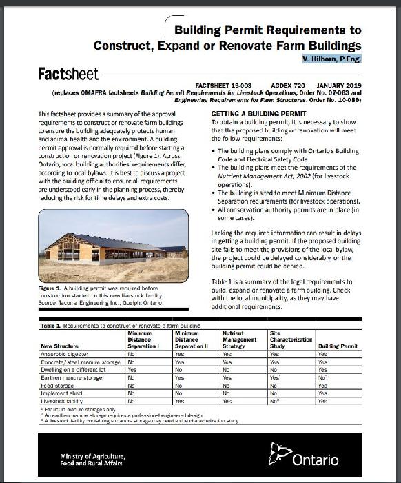 Building Permit Requirements to Construct, Expand or Renovate Farm