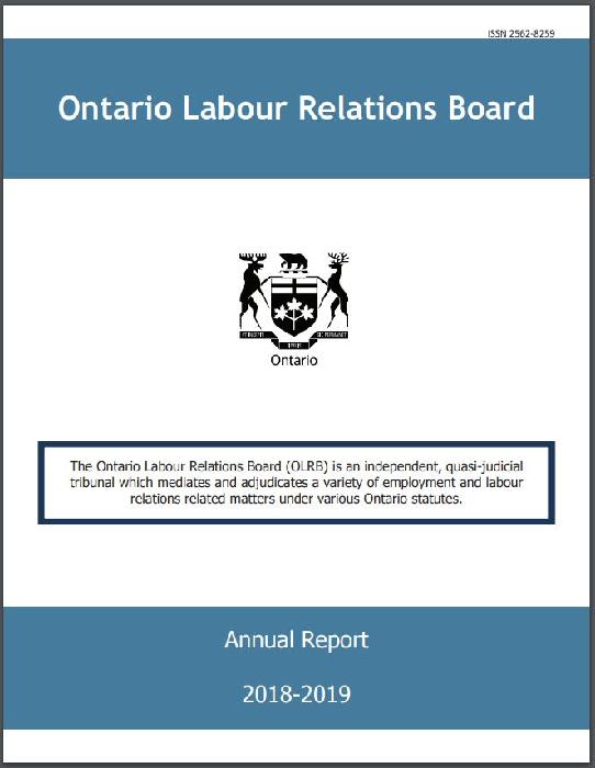 Annual report / Ontario Labour Relations Board. 2018/2019