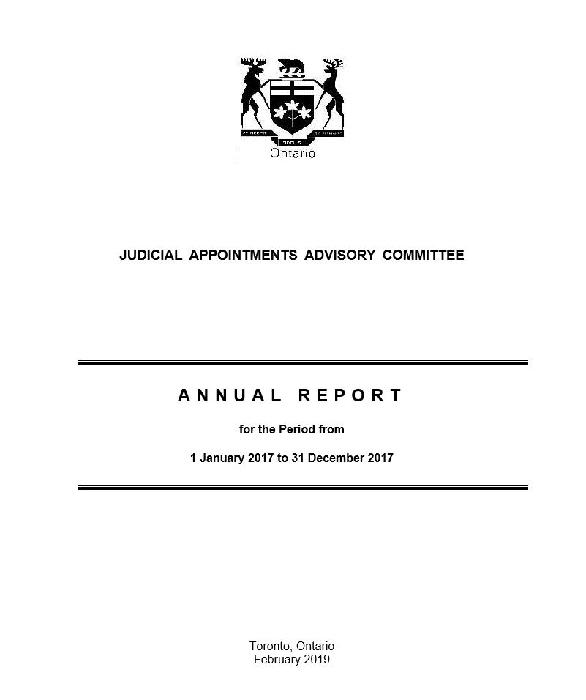 Annual report. / Judicial Appointments Advisory Committee. 2017